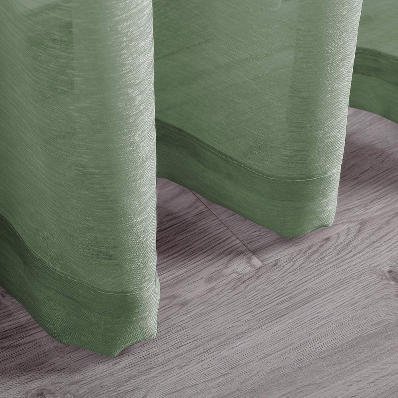 DONREN 96 Inch Sheer Curtains Grommet 2 Panel Faux Linen Voile Drapes Textured Sheer Curtains for Living Room Bedroom,Sage - Image 4